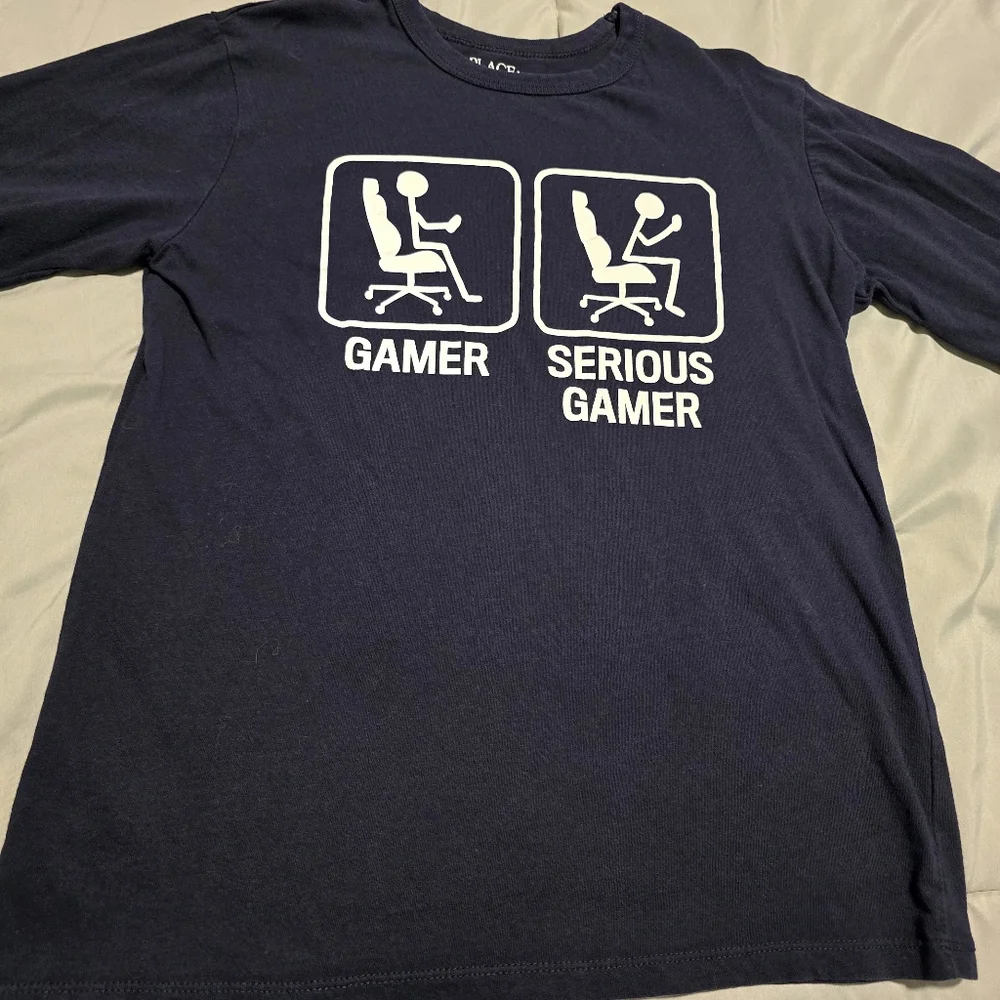 The‎ Childrens Place Boys Gamer Long Sleeve Shirt Blue White Size Large 10/12